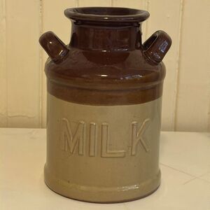 Vintage 1980’s Milk Stoneware Crock Jug Brown Glazed Kitchen Decor